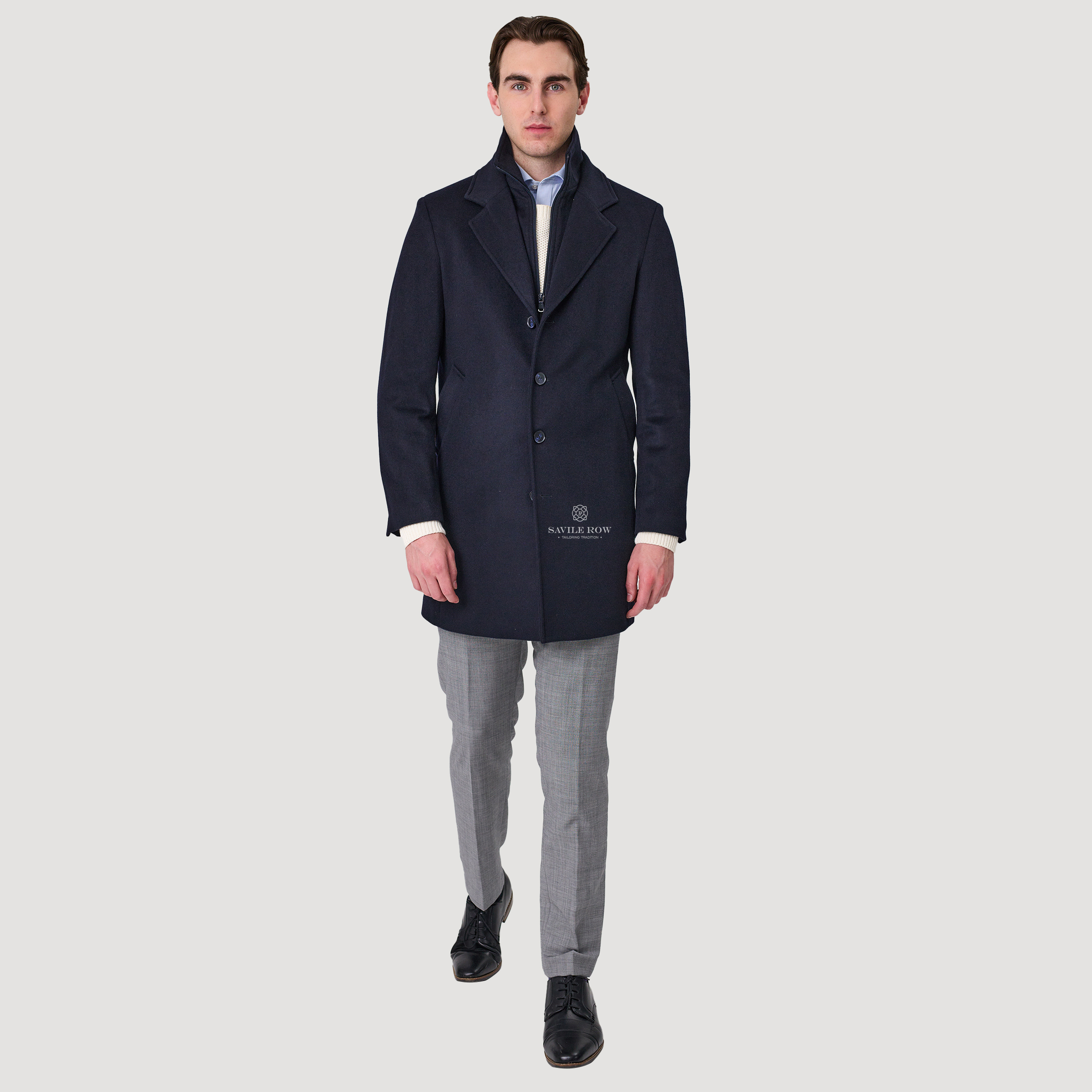 JARED REMOVABLE COLLAR COAT NAVY OC3