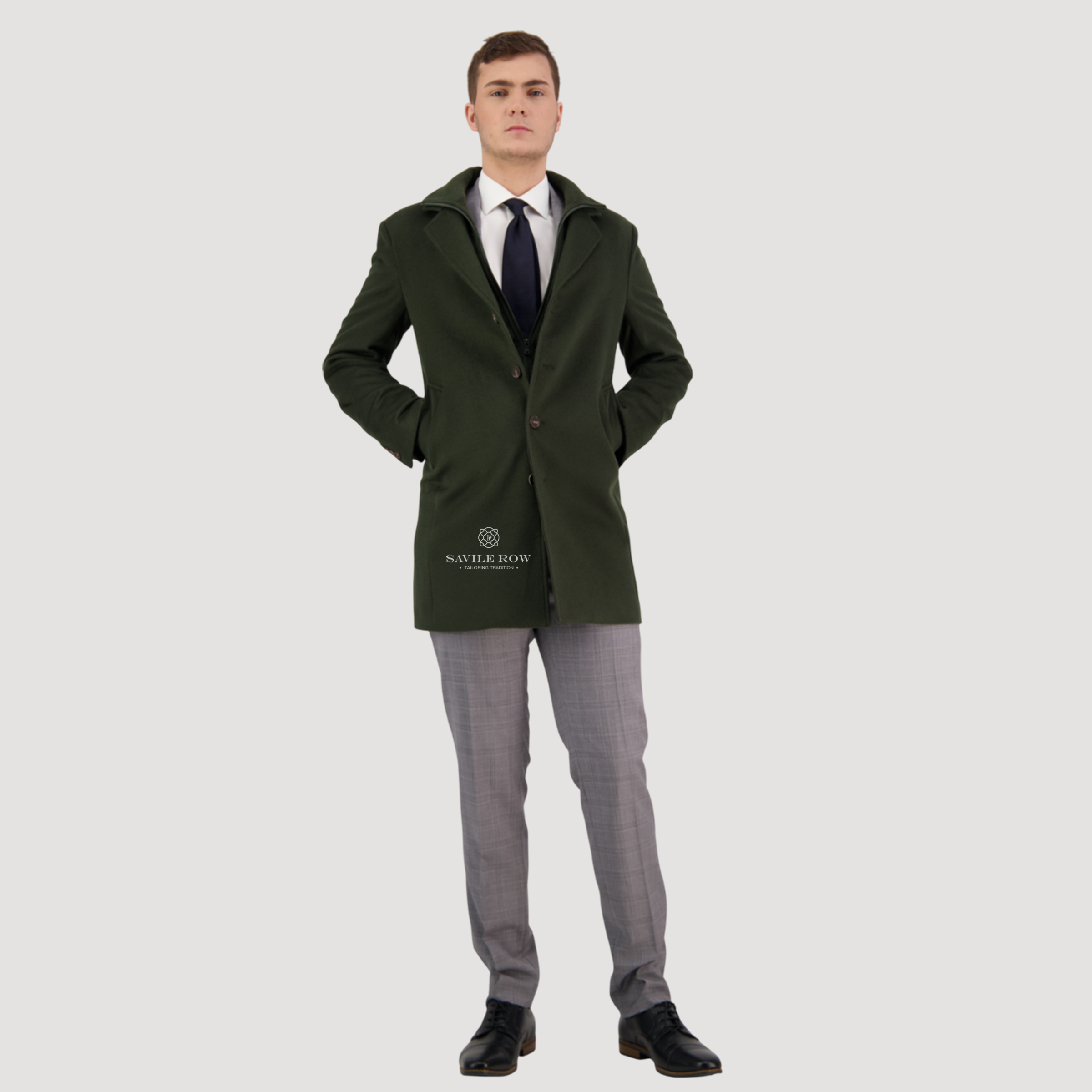 JARED REMOVABLE COLLAR COAT OLIVE OC6